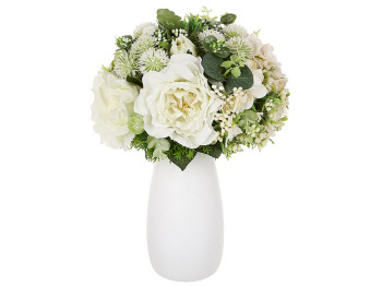 Декоративная композиция букет из белых цветов в вазе, 23х36см