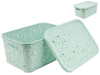Корзина с крышкой Ажур (цвет - бирюзовый) 10л Efe plastics