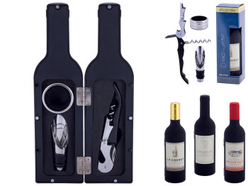 Набор сомелье для вина Kamille из нержавеющей стали, штопор, кольцо, дозатор 6х6х23см