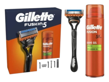 Набір для гоління Gillette Fusion5 з гелем для гоління 200 мл та одним змінним картриджем