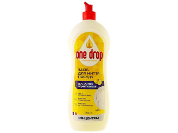Засіб для миття посуду One Drop, концентрат, аромат лимон, 750мл