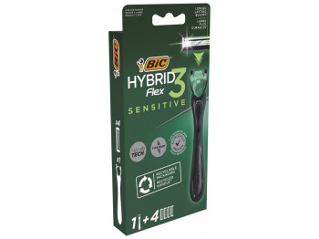 Бритва с 4 сменными кассетами BIC Flex 3 Hybrid Sensitive 3 лезвия (цена за набор 1шт)
