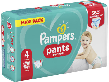 Підгузки-трусики одноразові для хлопчиків і дівчаток Pampers Pants Розмір 4 9-15кг 46шт