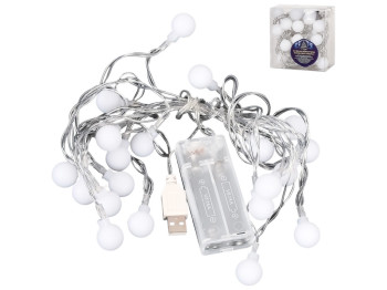 Гирлянда светодиодная Bubble matt, желтая, 3м, 20led, 3AA+USB