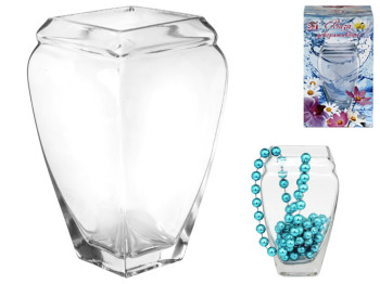 Ваза декоративная стеклянная 9,2х9,2х15,3см