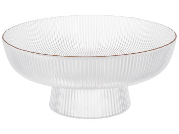 Фруктовница из прозрачного стекла на ноге Scandi с золотым ободком, 26х11см