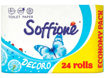 Бумага туалетная Soffione Decoro белая, двухслойная (цена за 24 рулона)