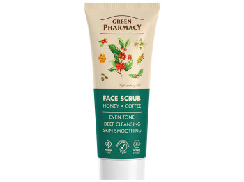 Скраб для лица Green Pharmacy, кофейный, с абрикосовой косточкой, экстрактами кофе и меда, 75мл