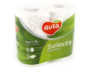 Папір туалетний "Ruta Selecta" білий тришар. (ціна за уп. 4 рулони)