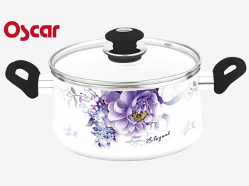 Кастрюля эмалированная "Oscar" ручки "soft touch" c стеклянной крышкой  3л