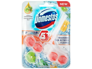 Блок для очищения унитаза Domestos Power 5+ "Лайм та кедр" 55г