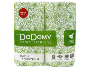 Туалетний папір DoDomy, білий, 2-шаровий (4 рулони)