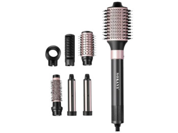 Фен-щетка Sokany, 1500Вт, с мотором BLDC, 7 насадок, 3 скорости, 3 режима, цвет чёрный