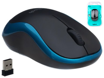 Беспроводная Мышь Logitech M186, цвет Черный-синий