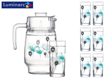 Набор Luminarc Angelique Turquoise графин 1,6л и 6 стаканов 270мл (цена за 7 предметов) 70230