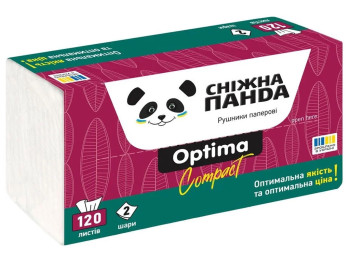 Полотенца бумажные листовые Снежная Панда Optima Compact, 2 слоя, 120 листов