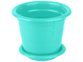 Горшок для цветов с подставкой круглый 160мм 2,0л (цвет бирюзовый) Консенсус