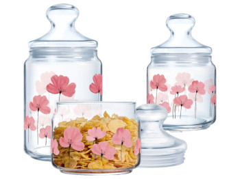 Набор банок Luminarc, Club Floralis, закаленное стекло, 0,5+0,75+1л 0883314062793