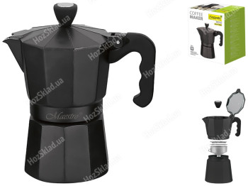 Кавоварка Maestro Espresso Moka, алюмінієва, чорна, 150мл