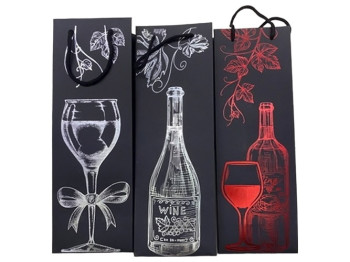 Пакет подарочный бумажный под бутылку Wine, 12x35x9см