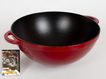 Кастрюля чугунная WOK эмал. глянц. 26x12см 3.5л бордовая 02010