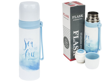 Термос железный Sea 450мл. Внутренняя крышка на кнопке-замке выполняет функцию пробки