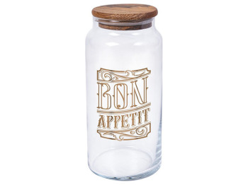 Банка Herevin Bon Appetit, с деревянной крышкой, 1,4л, 8699038094628
