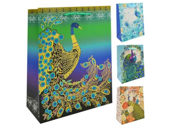 Пакет подарочный бумажный L Peacock 31х42х12см