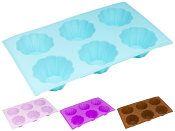 Форма силиконовая Stenson Кексы 29х17,5х4см, лист 6шт D7,5х3,5см цвета ассорти