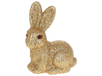Фігурка декоративна Кролик, 10см, колір - золотий гліттер