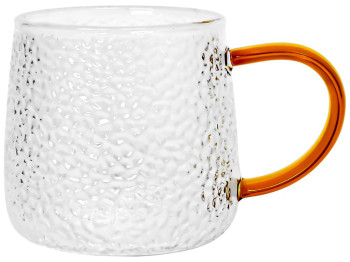 Чашка прозора із золотистою ручкою, 350мл