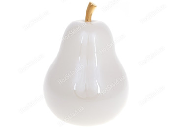 Декоративна груша, 20см, колір - білий перламутр із золотом
