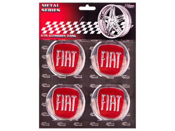 Наклейки на колпаки FIAT, красные, диаметр 6см (цена за набор 4шт)