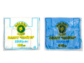 Кульок із ручками типу майка Лев (100шт) 24*42см