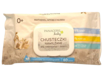 Салфетки влажные с первых дней жизни Panaceris Baby, без спирта, гипоаллергенные, 60шт