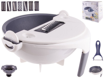 Терка-овощерезка многофункциональная с контейнером, 7 насадок, овощерезка, 1,4л 24х23х12см