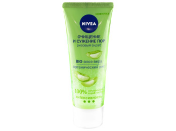 Скраб для обличчя Nivea "Очищення і звуження пор" рисовий з алое вера, для комбінованої шкіри 75мл