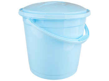 Ведро R-plastic цветное с крышкой, 12л, голубое
