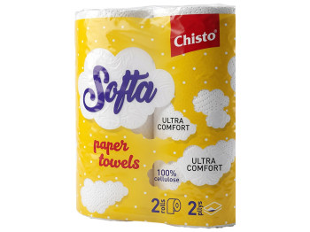 Бумажные полотенца Chisto Softa, 2-слойные, бело-серые (2 рулона)