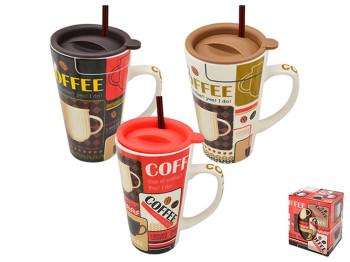 Чашка с крышкой и трубочкой Coffee, 550мл