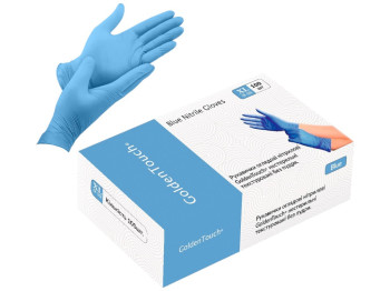 Рукавички Golden Touch, нестерильні, текстуровані, нітрил, розмір XL, 3,7 г, колір синій, 50шт/уп