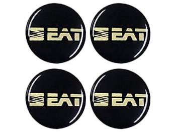 Наклейки на колпаки SEAT, 9см, черные, 4шт
