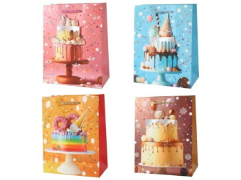 Пакет подарочный бумажный L Birthday cake 3D, 30х41,5х12см