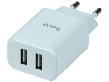 Сетевое зарядное устройство Hoco C62A Victoria 2USB 2.1A Цвет Белый