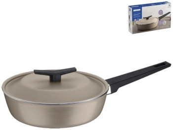 Сковорода глубокая Tramontina Spezia, с крышкой, алюминий, 2,5л, 24см, цвет песочный