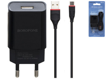Мережевий Зарядний Пристрій Borofone BA20A Micro 1USB 2.1A Чорний