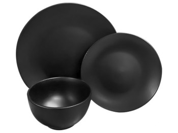 Набор обеденный Black, тарелка-25см, тарелка-20см, миска-780мл (цена за набор 12 предметов)