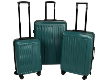 Валіза з кодовим замком, пластик, метал, 20/24/28 дюймів, смарагдовий колір (ціна за набір 3шт)