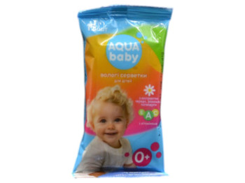 Серветки вологі дитячі Aqua Baby, з екстрактом ромашки, 15шт
