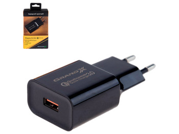 Зарядное устройство Grand-X CH-350B Quick Charge QС3.0 3,6-6.5В 3A, 6,5-9В 2A, 9-12В 1,5A USB